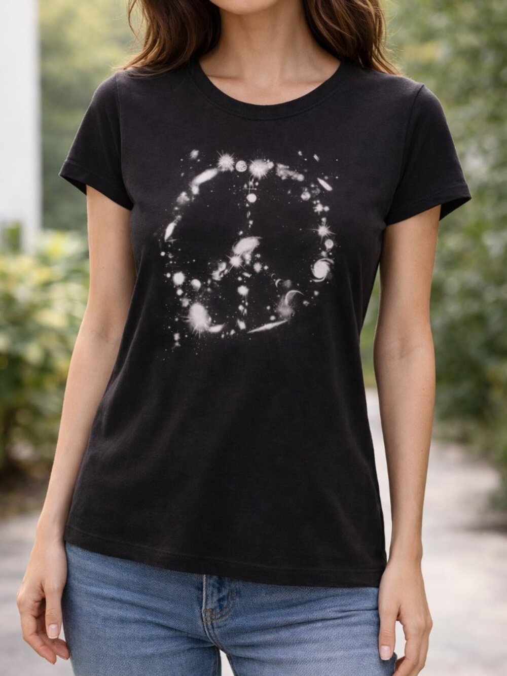 Wound Up Women’s Black Peace Sign Logo Short Sleeve T-Shirt Size XL 15-17